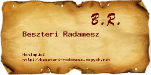 Beszteri Radamesz névjegykártya